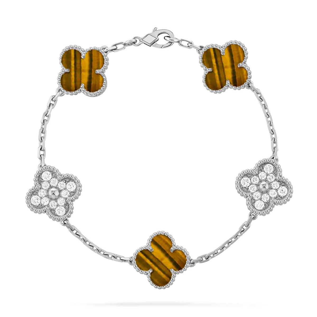 [AuraJewelry]新作 CLOVER 5 MOTIFS タイガーアイブレスレットコレクション