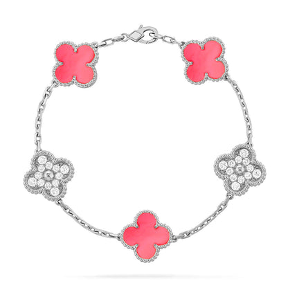 [AuraJewelry]新作 クローバー 5モチーフ ピンクマザーオブパール ブレスレットコレクション