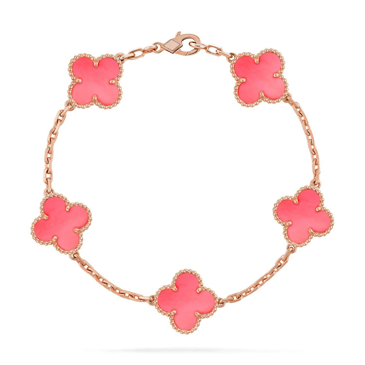 [AuraJewelry]新作 クローバー 5モチーフ ピンクマザーオブパール ブレスレットコレクション