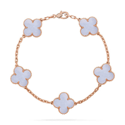 [AuraJewelry]New  CLOVER 5 MOTIF PURPLE CHALCEDONY BRACELET COLLECTION