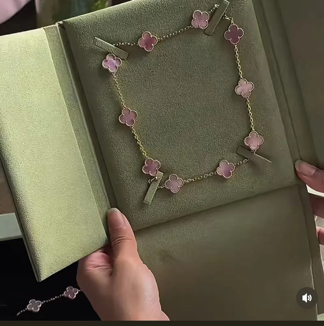 [AuraJewelry] 10クローバー ピンクネックレス