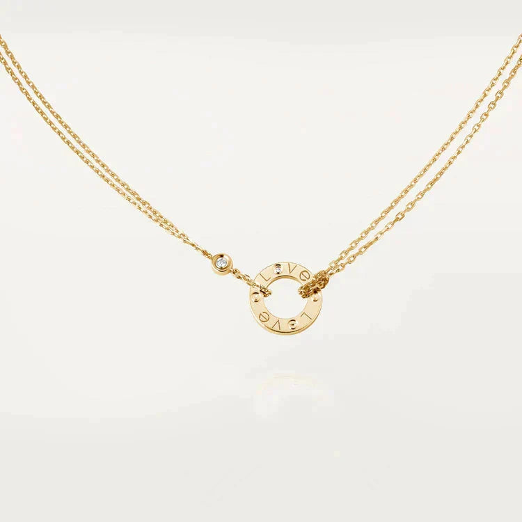 「AuraJewelry」LOVEネックレス 16mm 2ダイヤモンド