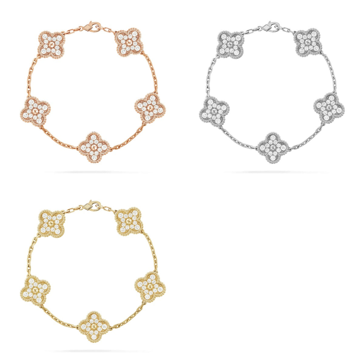 [AuraJewelry] New  CLOVER 5 MOTIF FULL DIAMOND BRACELET COLLECTION