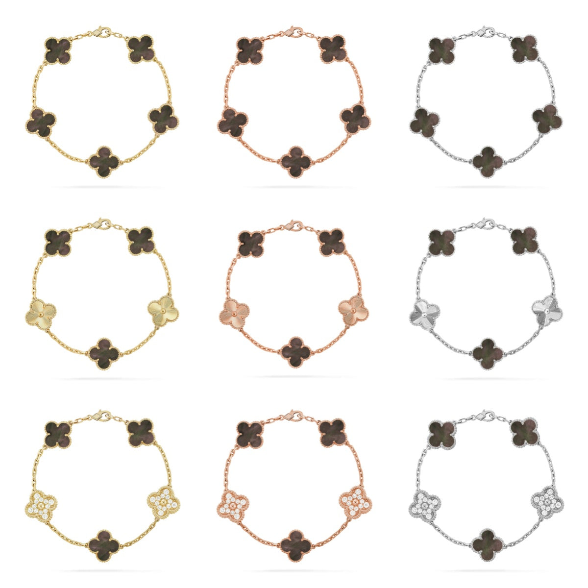 [AuraJewelry]New CLOVER 5 MOTIF GRAY MOP BRACELET COLLECTION