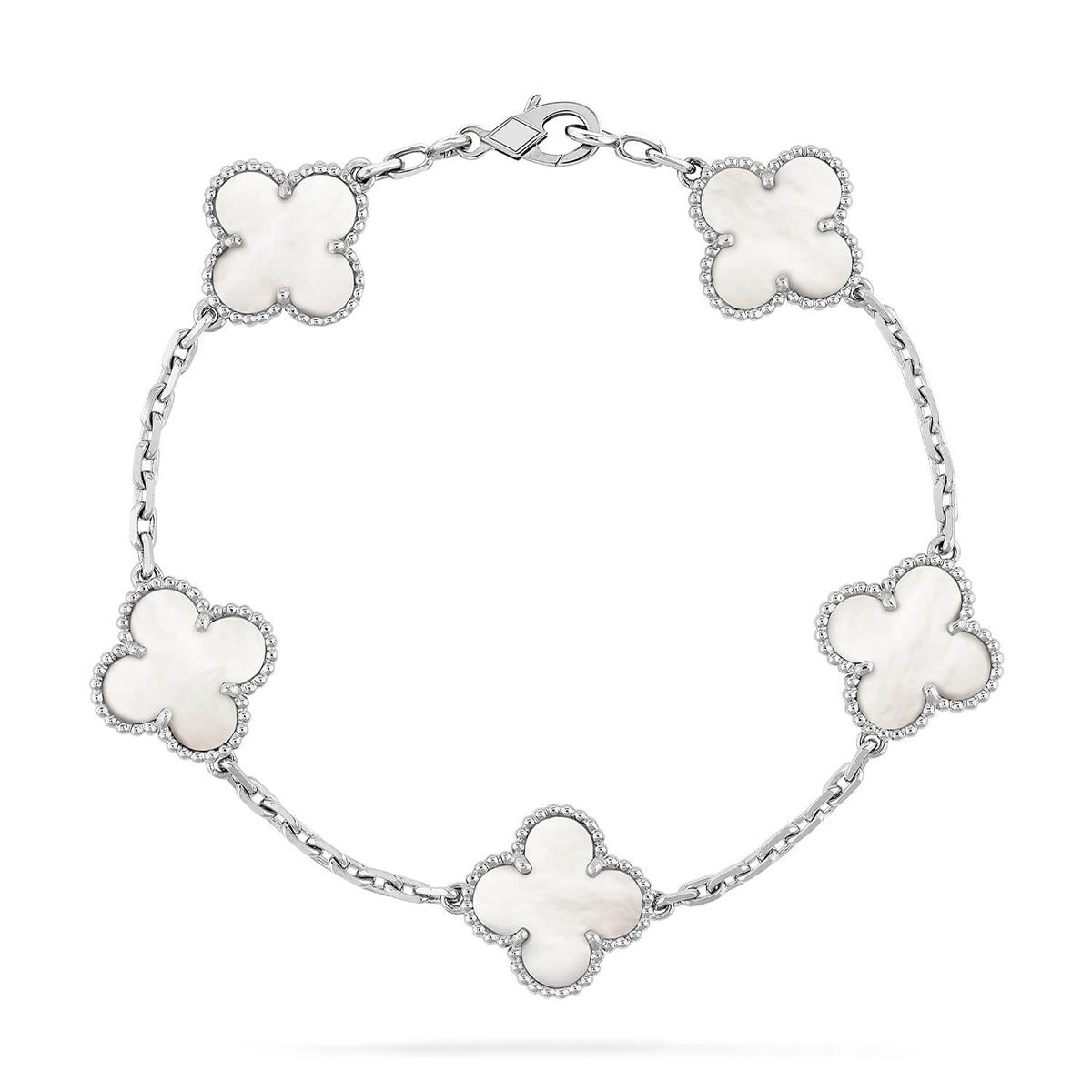[AuraJewelry]新作 クローバーホワイトパールMOP 5モチーフブレスレットコレクション