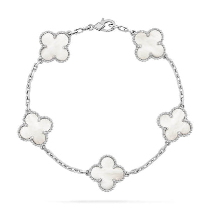 [AuraJewelry]新作 クローバーホワイトパールMOP 5モチーフブレスレットコレクション