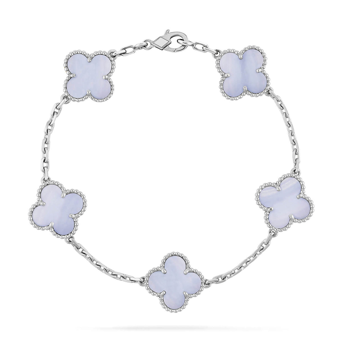 [AuraJewelry]New  CLOVER 5 MOTIF PURPLE CHALCEDONY BRACELET COLLECTION