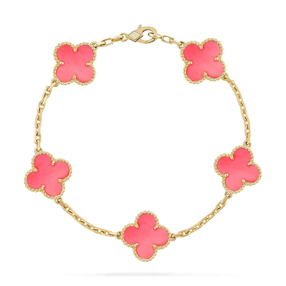 [AuraJewelry]新作 クローバー 5モチーフ ピンクマザーオブパール ブレスレットコレクション
