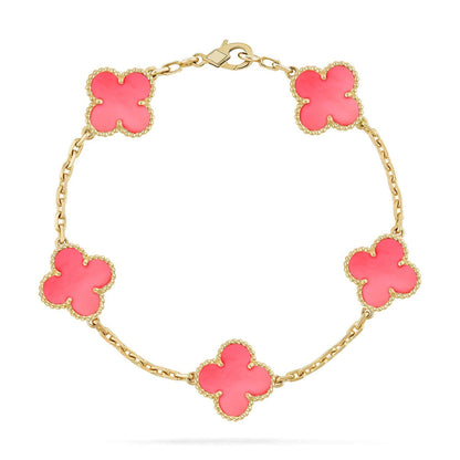 [AuraJewelry]新作 クローバー 5モチーフ ピンクマザーオブパール ブレスレットコレクション