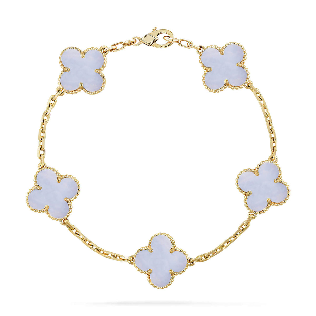 [AuraJewelry]New  CLOVER 5 MOTIF PURPLE CHALCEDONY BRACELET COLLECTION