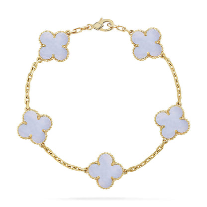 [AuraJewelry]New  CLOVER 5 MOTIF PURPLE CHALCEDONY BRACELET COLLECTION