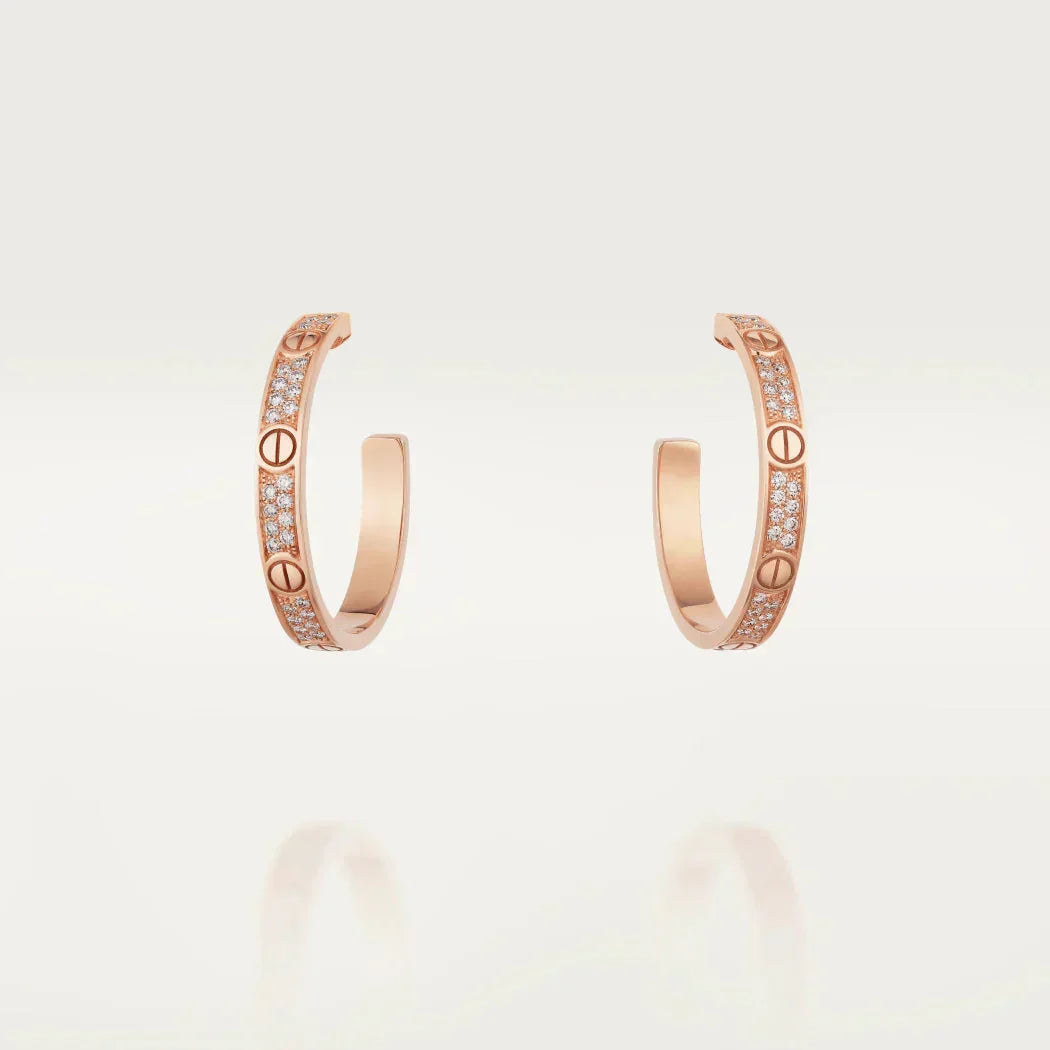 ¡®AuraJewelry¡¯LOVE DIAMOND PINK GOLD HOOP EARRINGS