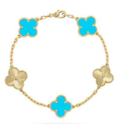 [AuraJewelry]New  CLOVER 5 MOTIF TURQUOISE BRACELET COLLECTION