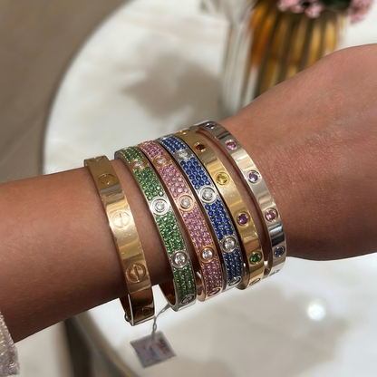 [AuraJewelry]2026 PAVE GEMSTONE LOVE BRACELET 6.1MM 10 DIAMONDS