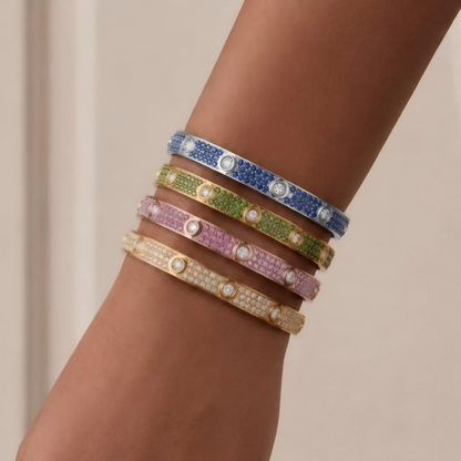 [AuraJewelry]2026 PAVE GEMSTONE LOVE BRACELET 6.1MM 10 DIAMONDS