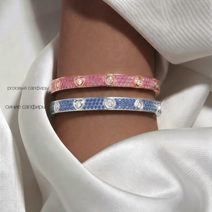 [AuraJewelry]2026 PAVE GEMSTONE LOVE BRACELET 6.1MM 10 DIAMONDS