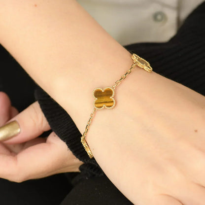 [AuraJewelry]新作 CLOVER 5 MOTIFS タイガーアイブレスレットコレクション