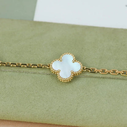 [AuraJewelry]新作 クローバーホワイトパールMOP 5モチーフブレスレットコレクション