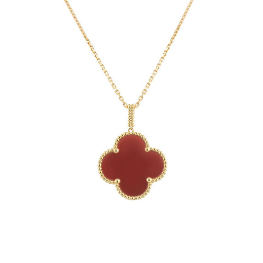 ¡®AuraJewelry¡¯CLOVER 25MM NECKLACE GOLD CARNELIAN