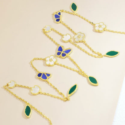 [AuraJewelry]LUCKY SPRING BUTTERFLY 15 FLOWER NECKLACE