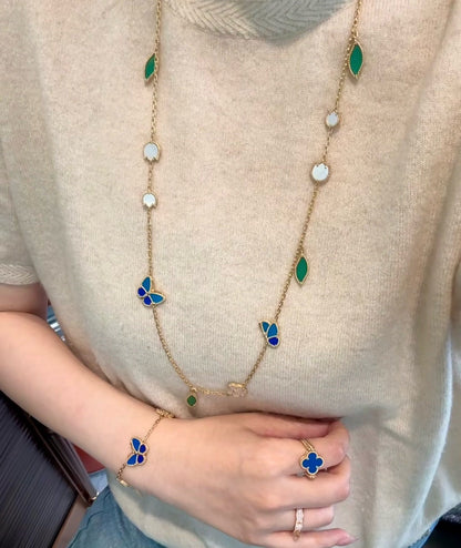 [AuraJewelry]LUCKY SPRING BUTTERFLY 15 FLOWER NECKLACE
