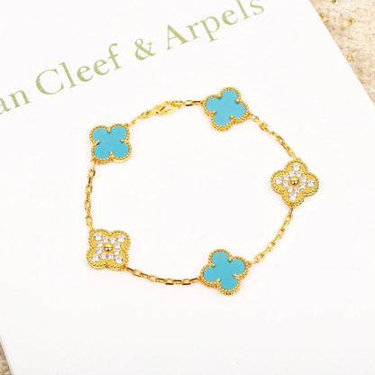 [AuraJewelry]New  CLOVER 5 MOTIF TURQUOISE BRACELET COLLECTION