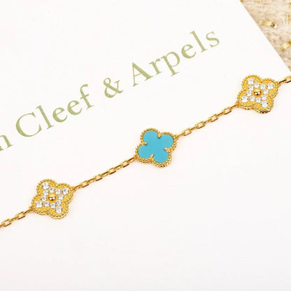 [AuraJewelry]New  CLOVER 5 MOTIF TURQUOISE BRACELET COLLECTION
