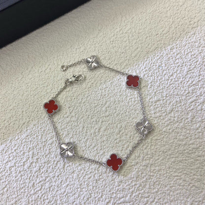 [¡®AuraJewelry¡¯]CLOVER 6 MOTIF RED AGATE LASER BRACELET