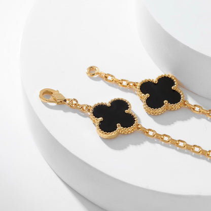 ¡®AuraJewelry¡¯CLOVER 10 MOTIFS ONYX NECKLACE