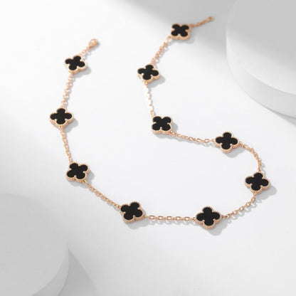 ¡®AuraJewelry¡¯CLOVER 10 MOTIFS ONYX NECKLACE