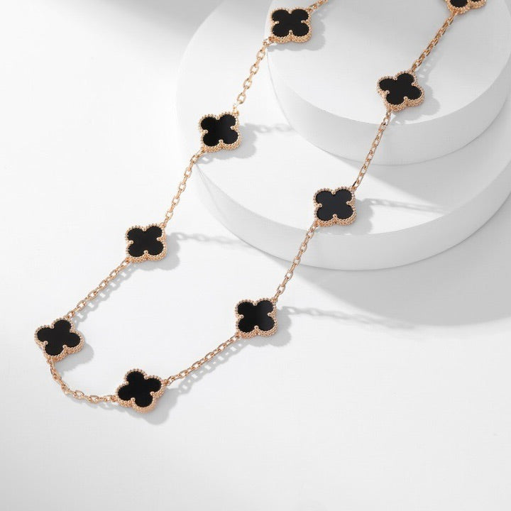 ¡®AuraJewelry¡¯CLOVER 10 MOTIFS ONYX NECKLACE