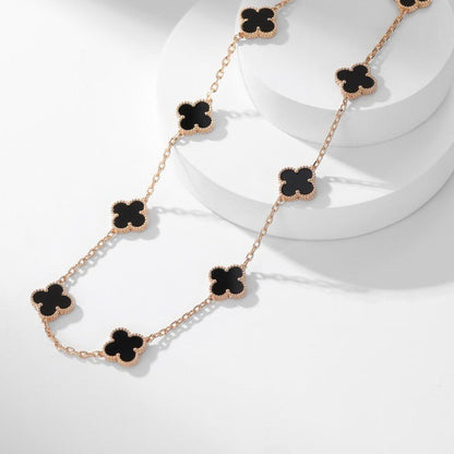 ¡®AuraJewelry¡¯CLOVER 10 MOTIFS ONYX NECKLACE