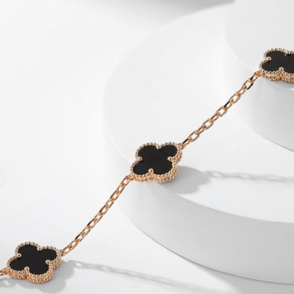 ¡®AuraJewelry¡¯CLOVER 10 MOTIFS ONYX NECKLACE