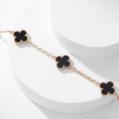 ¡®AuraJewelry¡¯CLOVER 10 MOTIFS ONYX NECKLACE