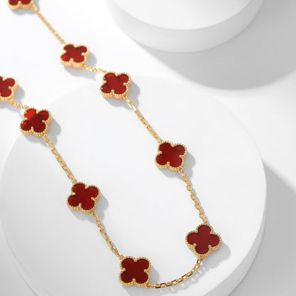 ¡®AuraJewelry¡¯CLOVER 10 MOTIFS CARNELIAN NECKLACE