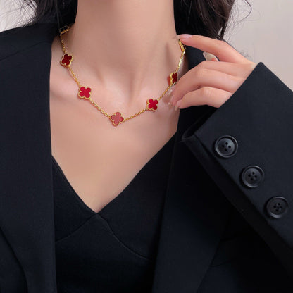 ¡®AuraJewelry¡¯CLOVER 10 MOTIFS CARNELIAN NECKLACE