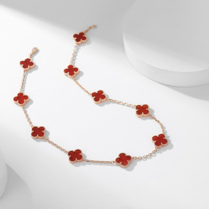 ¡®AuraJewelry¡¯CLOVER 10 MOTIFS CARNELIAN NECKLACE