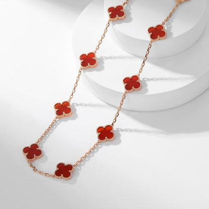 ¡®AuraJewelry¡¯CLOVER 10 MOTIFS CARNELIAN NECKLACE