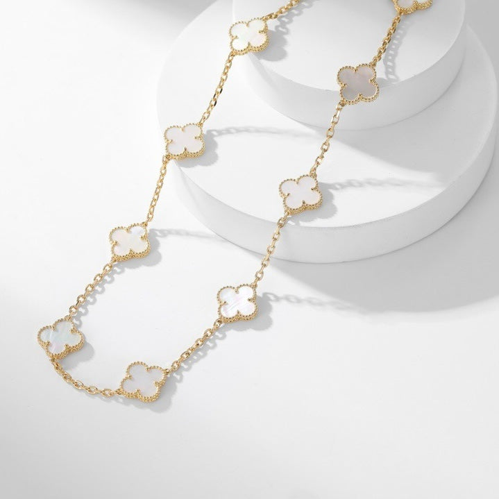 ¡®AuraJewelry¡¯CLOVER 10 MOTIFS WHITE MOTHER OF PEARL NECKLACE