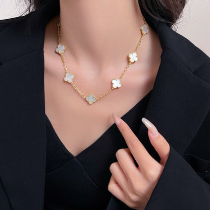 ¡®AuraJewelry¡¯CLOVER 10 MOTIFS WHITE MOTHER OF PEARL NECKLACE