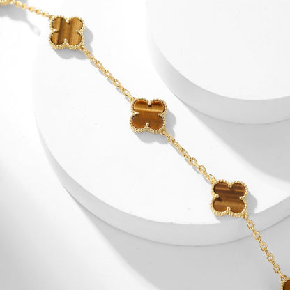 ¡®AuraJewelry¡¯CLOVER 10 MOTIFS TIGER EYE NECKLACE