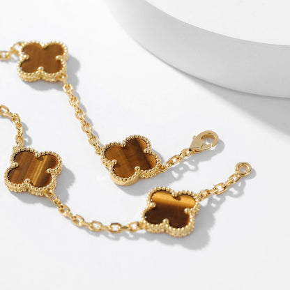 ¡®AuraJewelry¡¯CLOVER 10 MOTIFS TIGER EYE NECKLACE