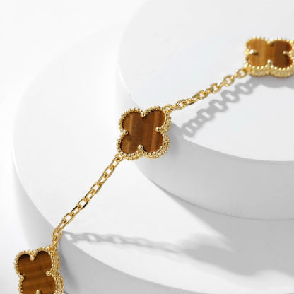 ¡®AuraJewelry¡¯CLOVER 10 MOTIFS TIGER EYE NECKLACE
