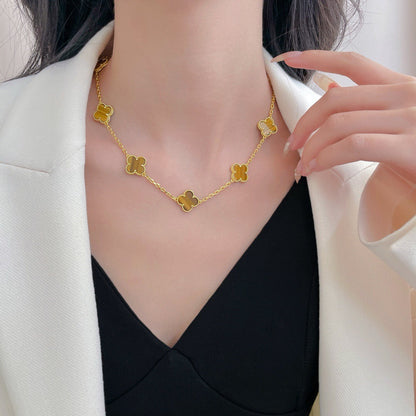 ¡®AuraJewelry¡¯CLOVER 10 MOTIFS TIGER EYE NECKLACE