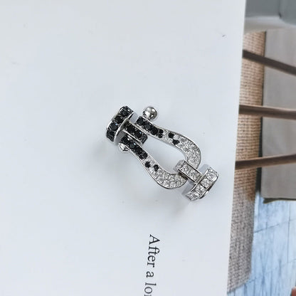¡®AuraJewelry¡¯FORCE LARGE HORSESHOE BLACK WHITE DIAMOND BRACELET SILVER