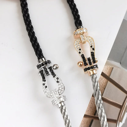 ¡®AuraJewelry¡¯FORCE LARGE HORSESHOE BLACK WHITE DIAMOND BRACELET ROSE GOLD