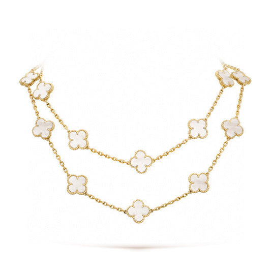 「AuraJewelry」クローバー20モチーフ 白蝶貝ネックレス