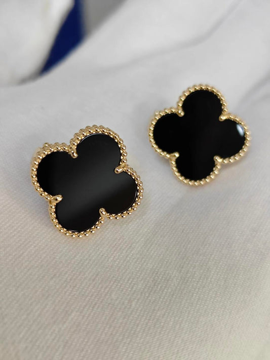 [AuraJewelry] CLOVER 20MM BLACK MOP EARRINGS