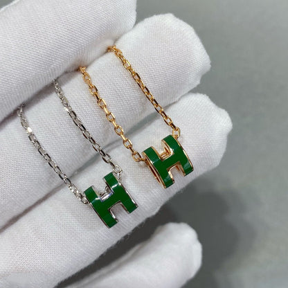 ¡®AuraJewelry¡¯POP H GREEN NECKLACE SILVER AND GOLD