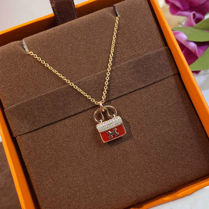 ¡®AuraJewelry¡¯CONSTANCE RED PEDANT PINK GOLD NECKLACE
